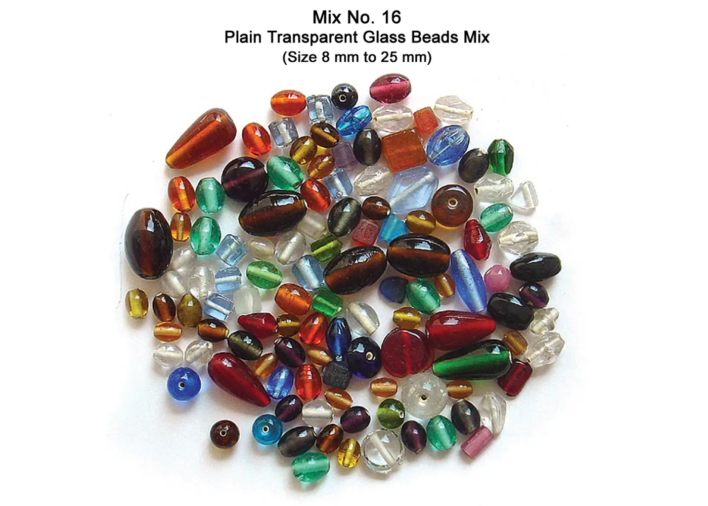 Plain Transparent Glass Beads Mix (Size 8 mm to 25 mm)